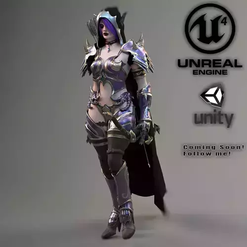 Elf Female Archer Warrior UE - Unity Model Low-poly 3D model