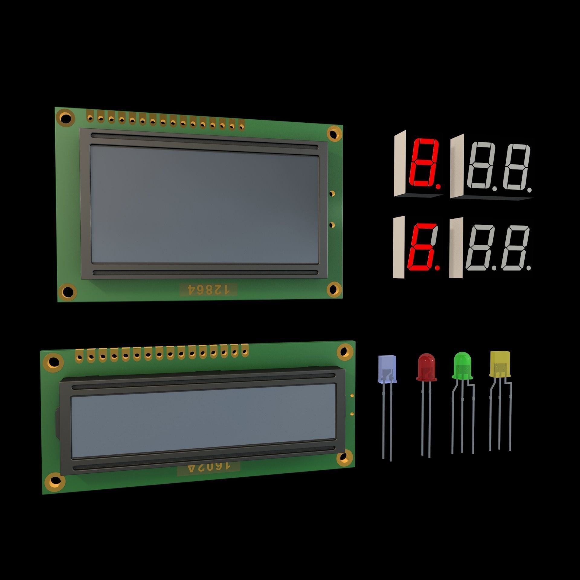LCD Module and Digit LED Display 3D model_2