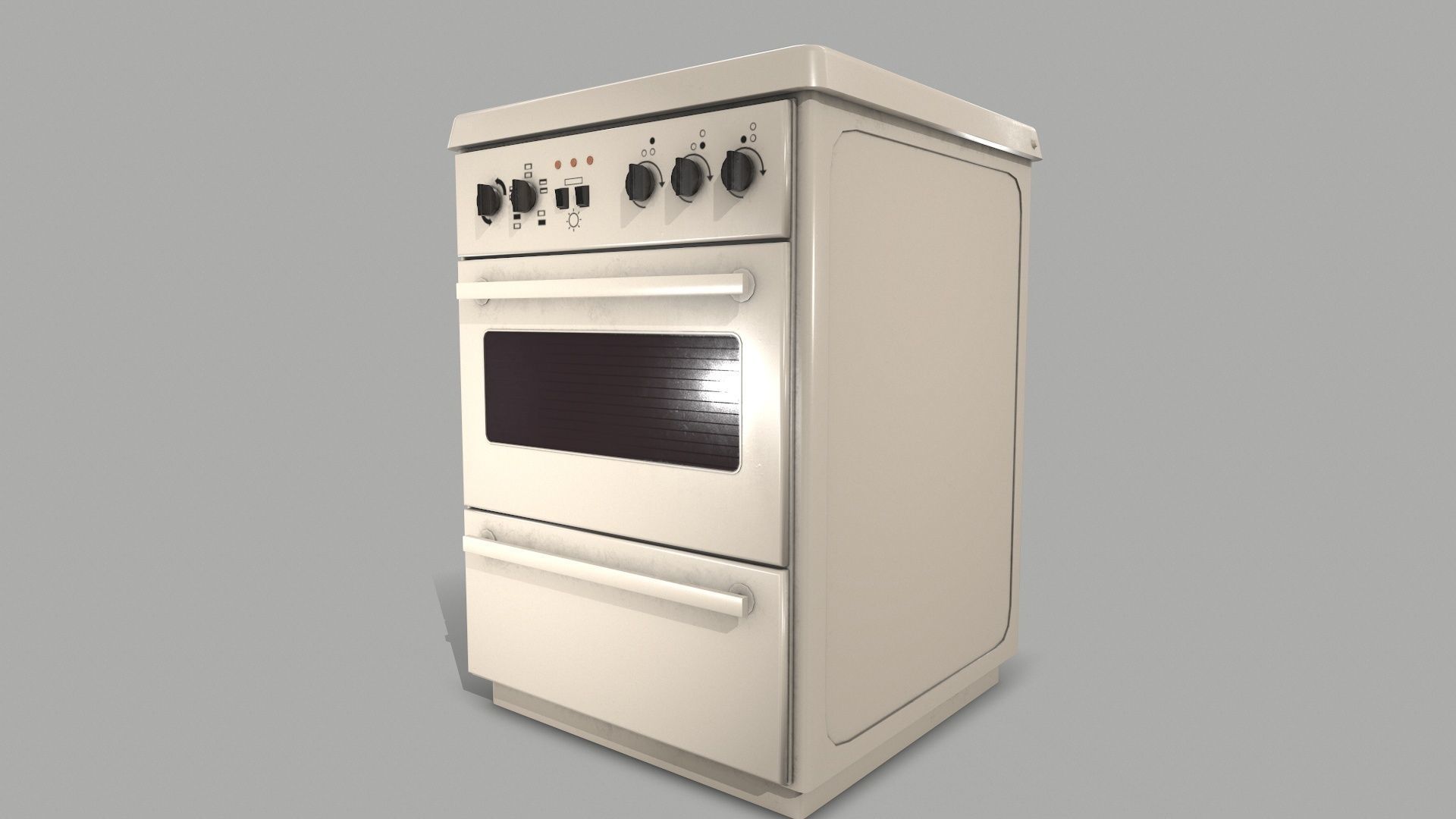 Cooker PBR oven with two burners Low-poly 3D model_5