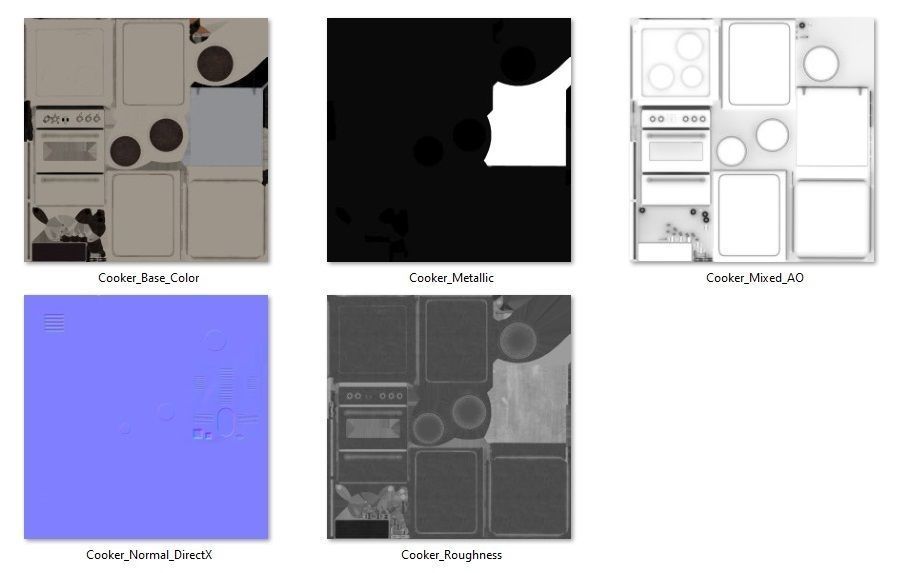 Cooker PBR oven with two burners Low-poly 3D model_11