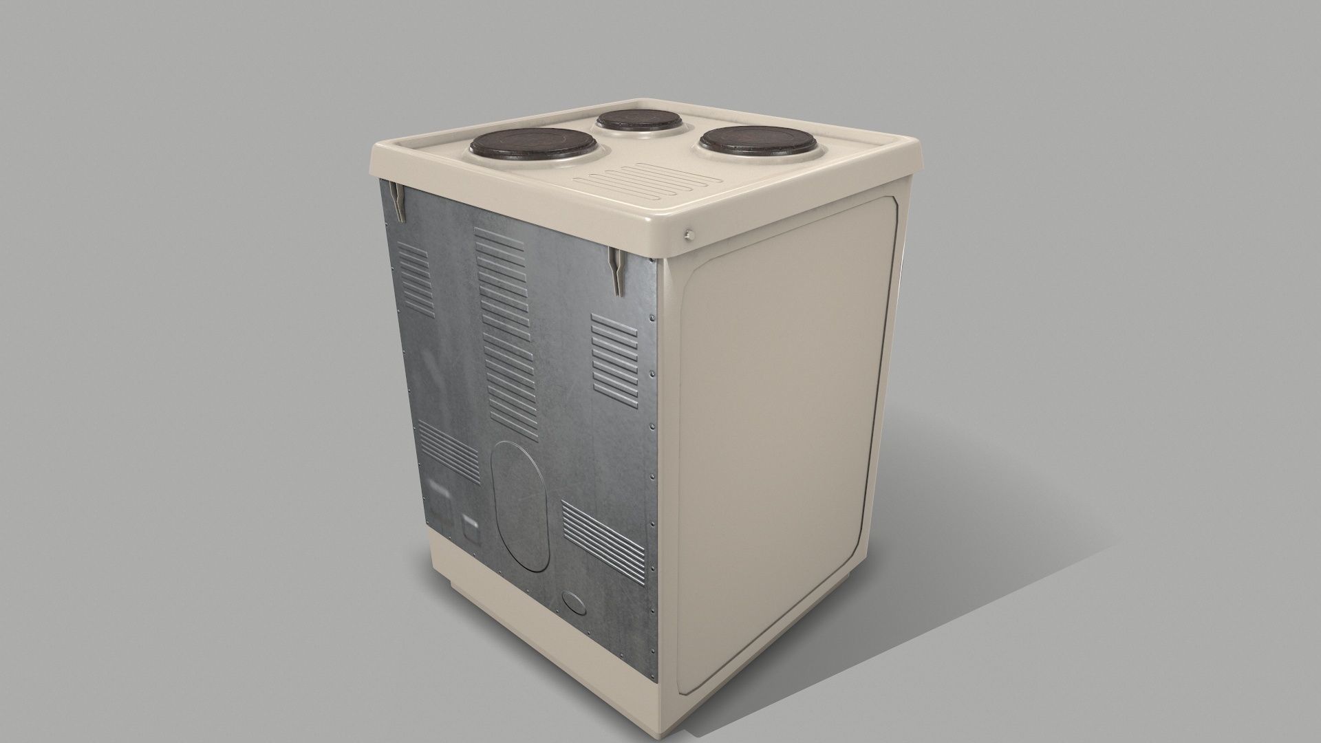 Cooker PBR oven with two burners Low-poly 3D model_9