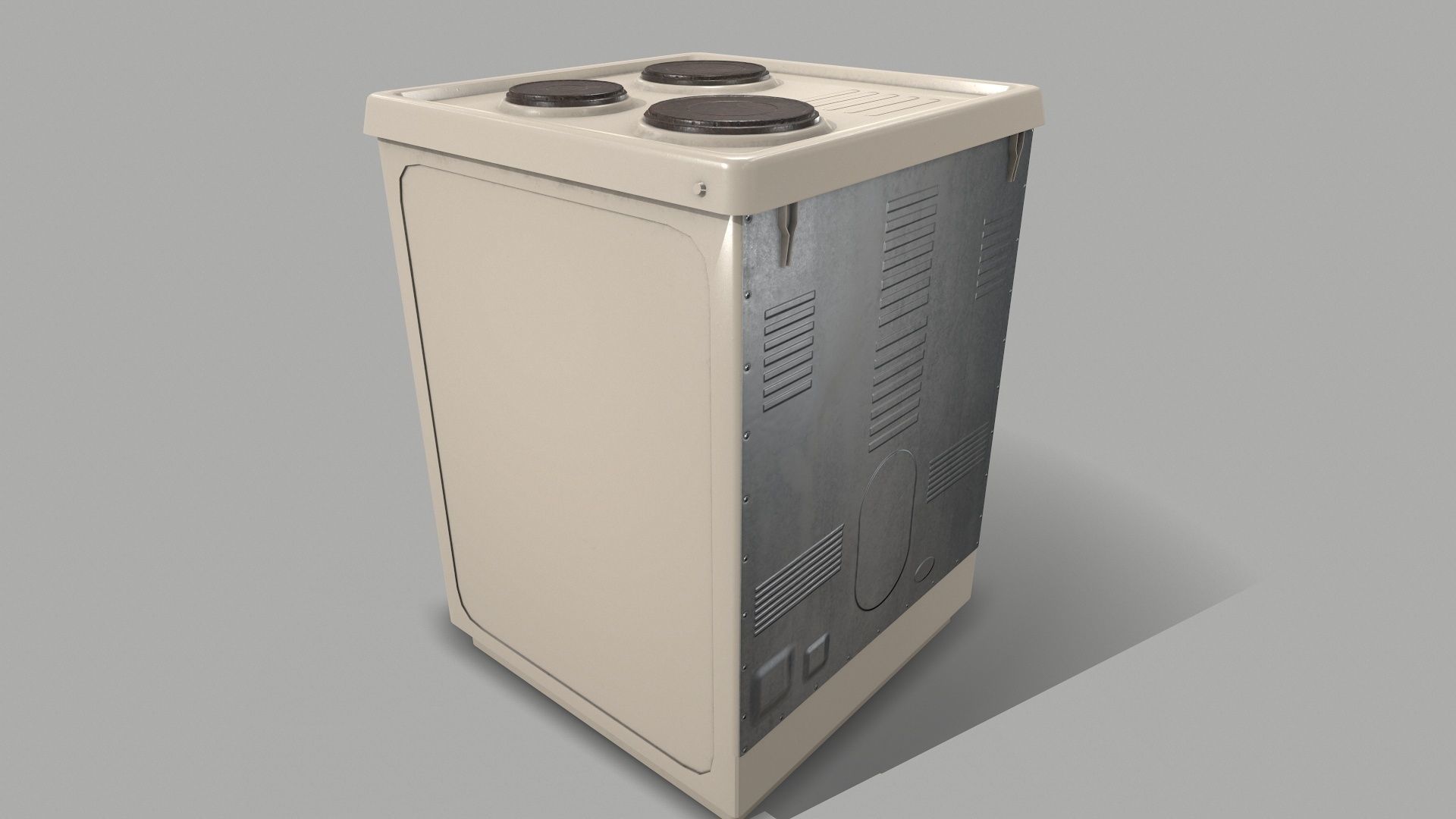 Cooker PBR oven with two burners Low-poly 3D model_8