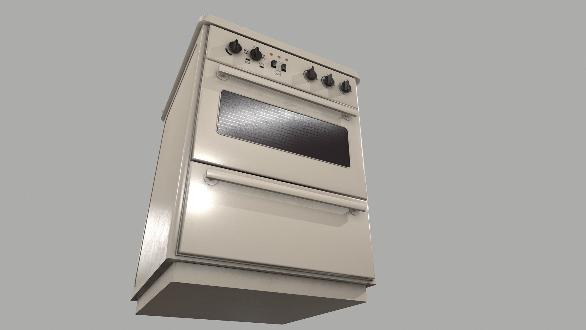 Cooker PBR oven with two burners Low-poly 3D model_6