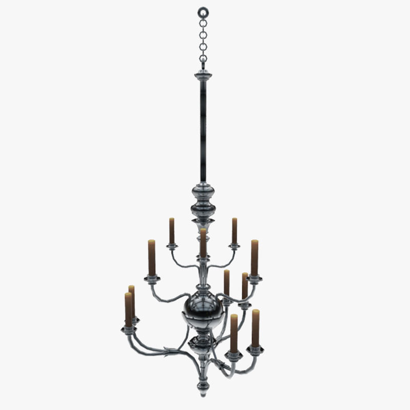 Lights Collection Metal Lantern Low-poly 3D model_13