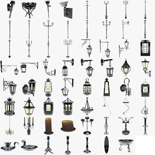 Lights Collection Metal Lantern Low-poly 3D model