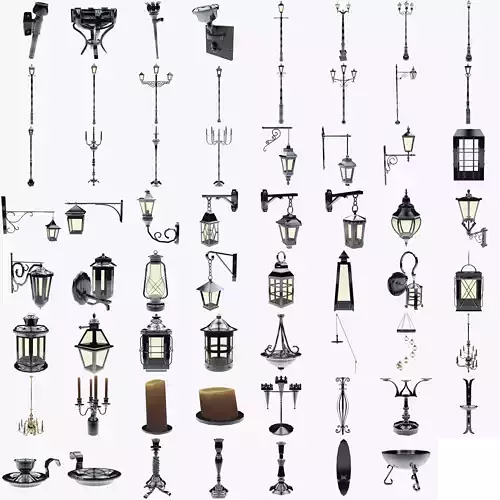 Lights Collection Metal Lantern Low-poly 3D model