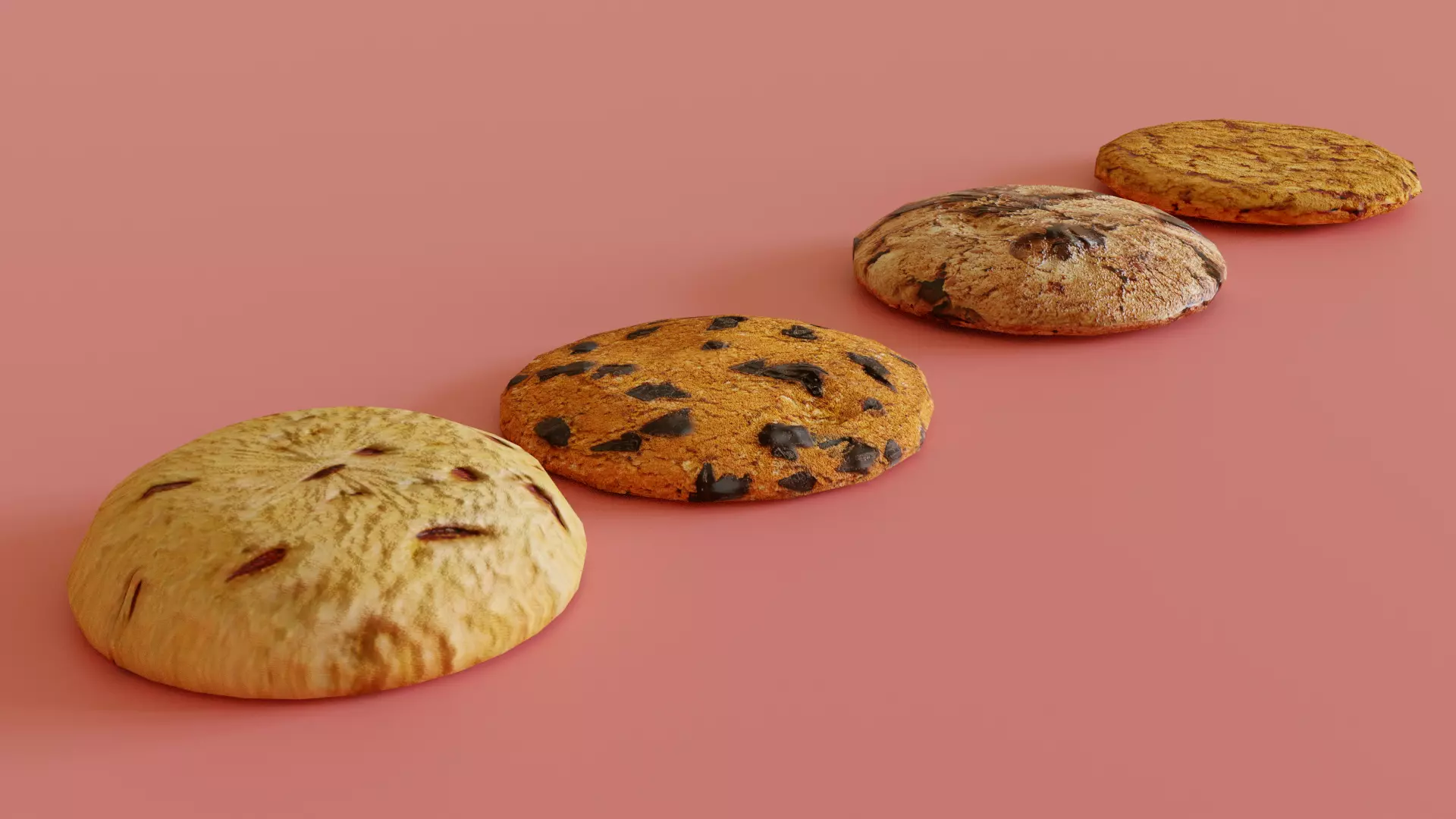 Low poly Cookies chocolate chip cookie Free low-poly 3D model_0