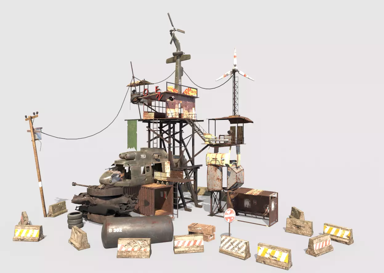 Post-Apocalyptic Outpost 3D model_0