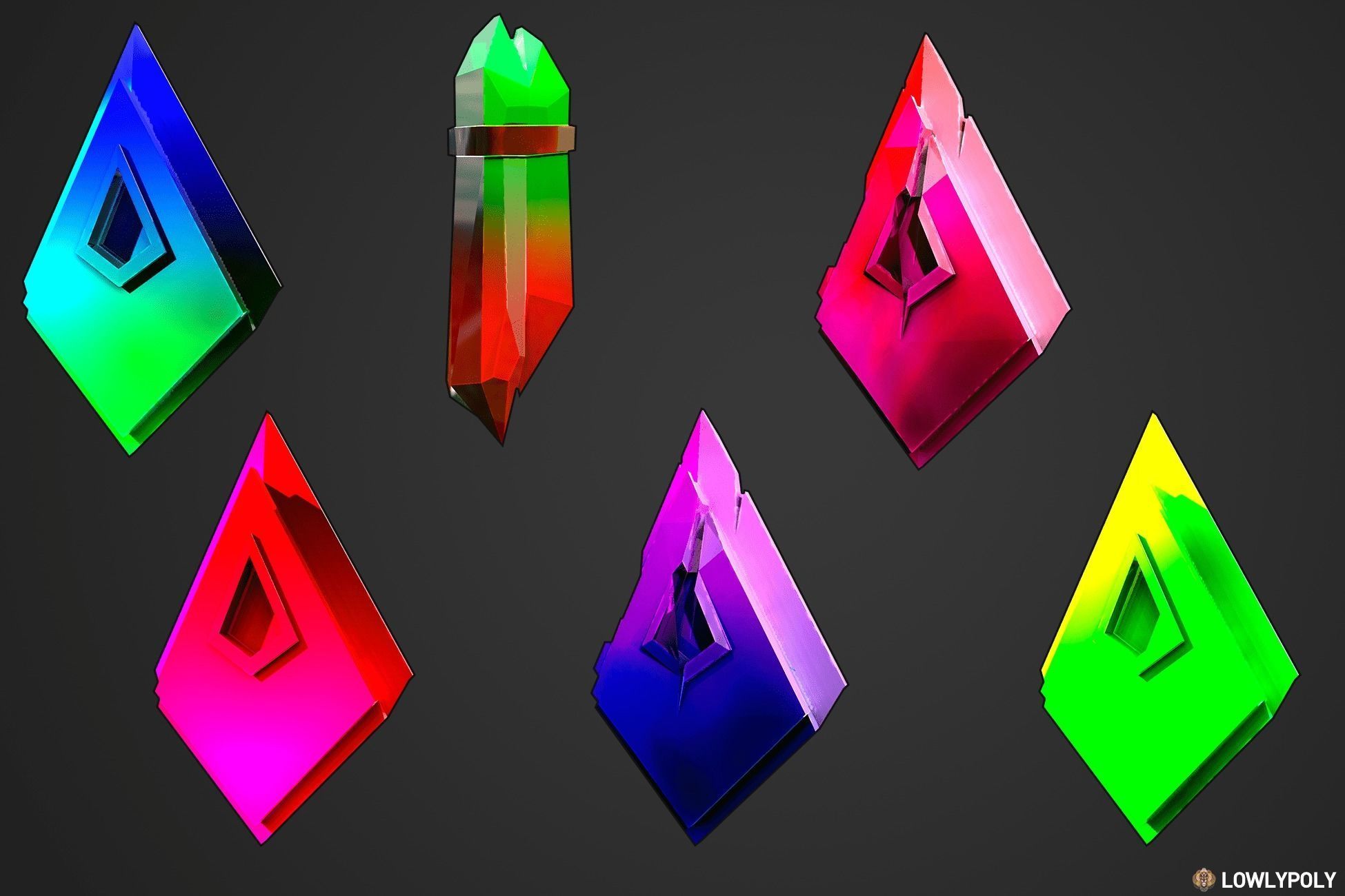Stylized Crystal Collection  Low-poly 3D model_7