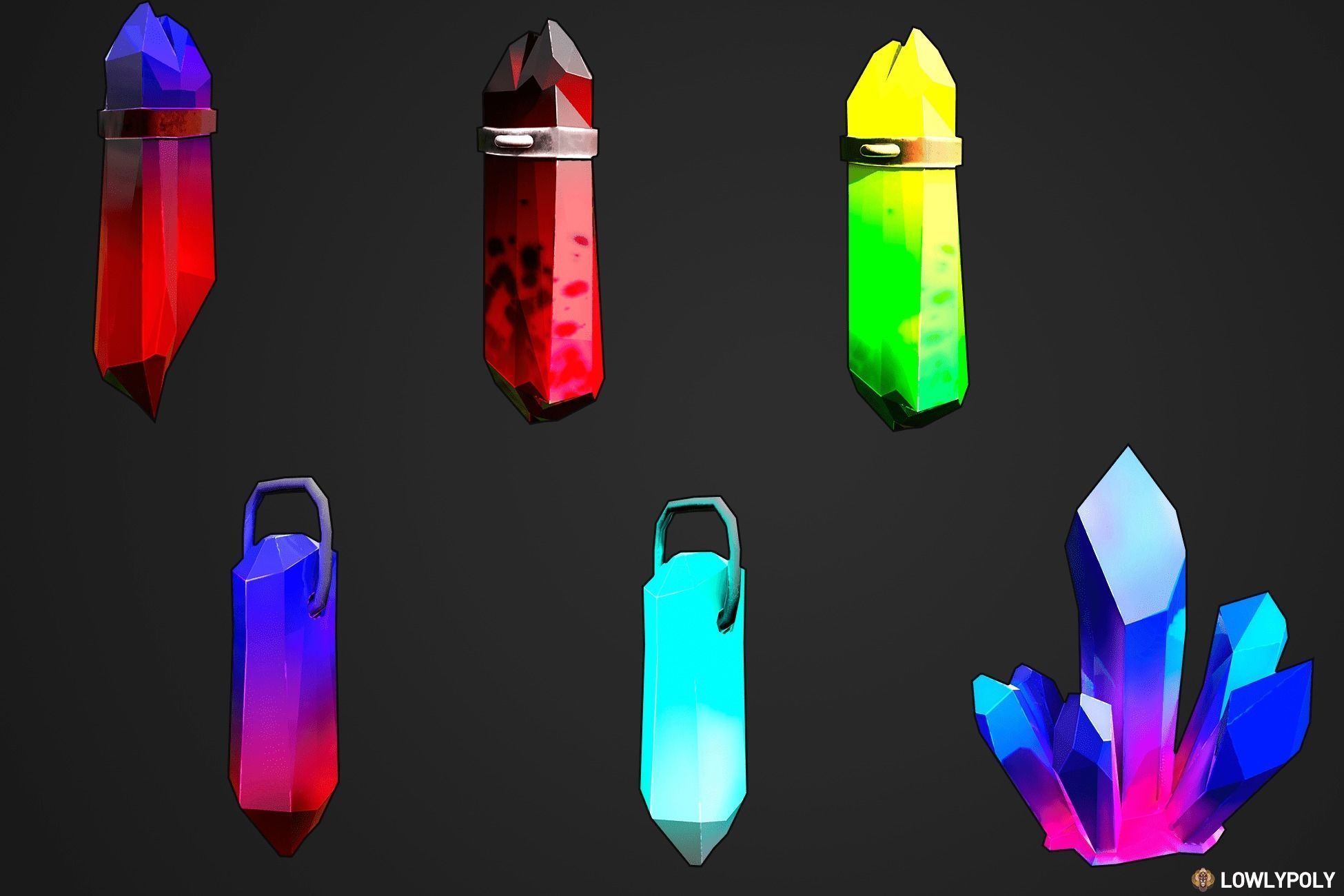Stylized Crystal Collection  Low-poly 3D model_6