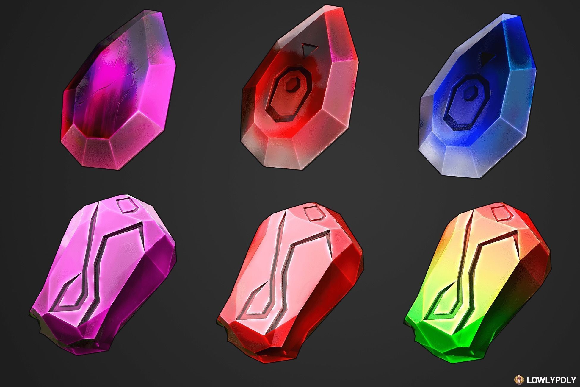 Stylized Crystal Collection  Low-poly 3D model_20