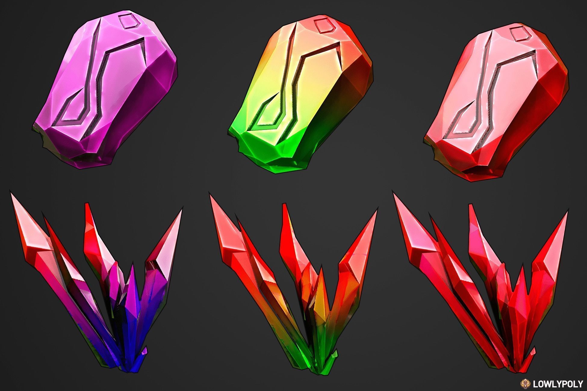 Stylized Crystal Collection  Low-poly 3D model_19