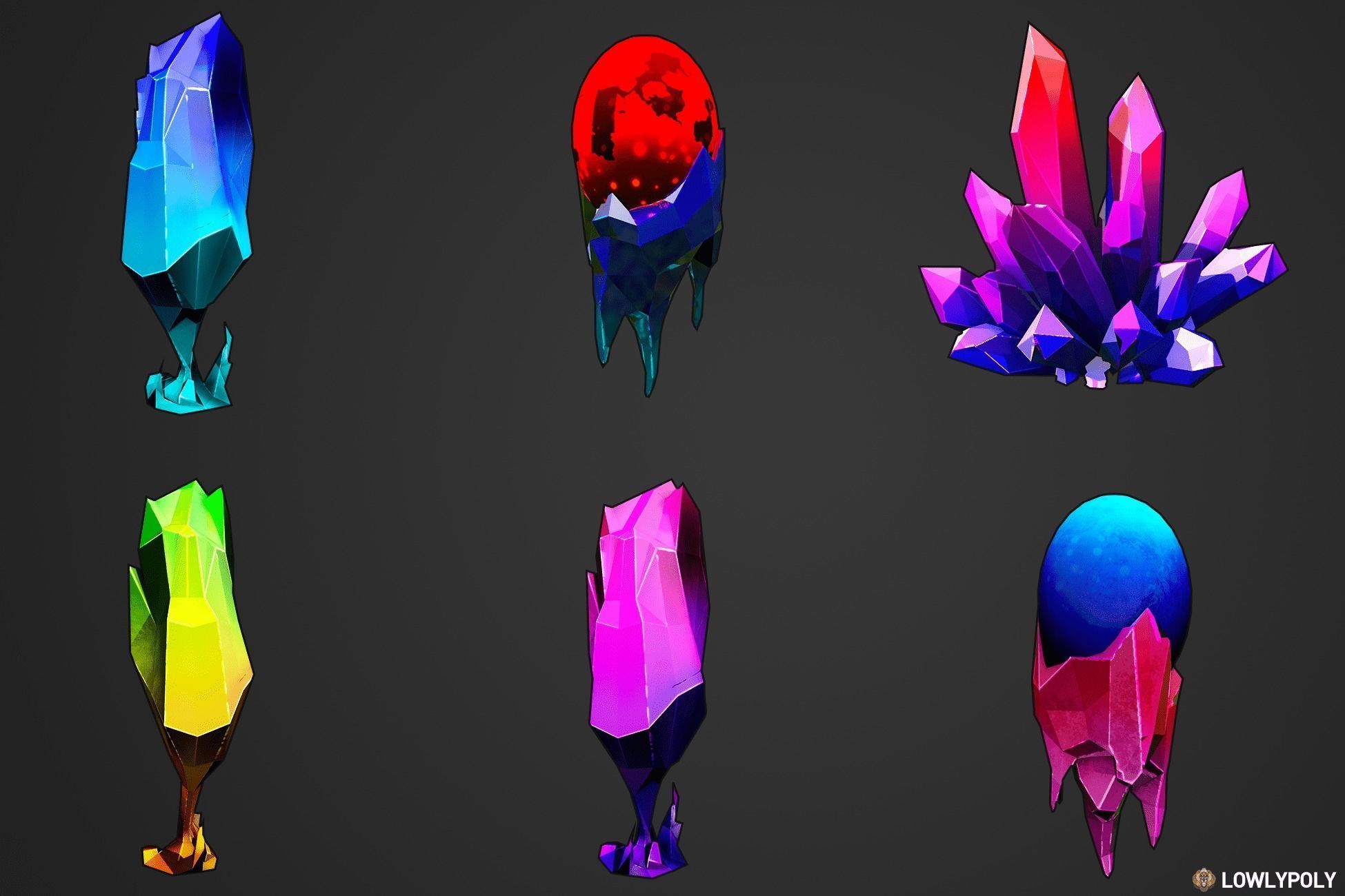 Stylized Crystal Collection  Low-poly 3D model_18