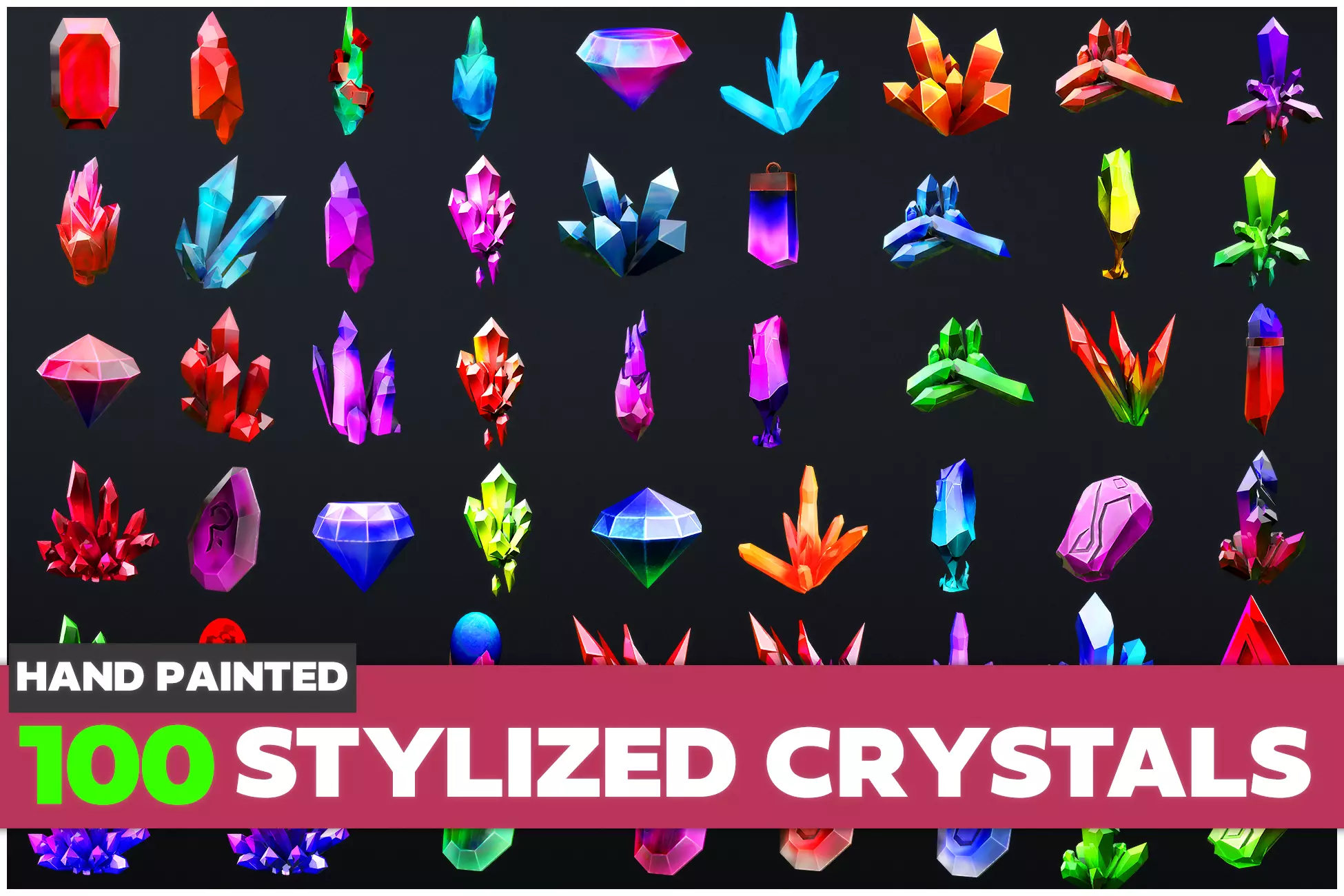 Stylized Crystal Collection  Low-poly 3D model_0