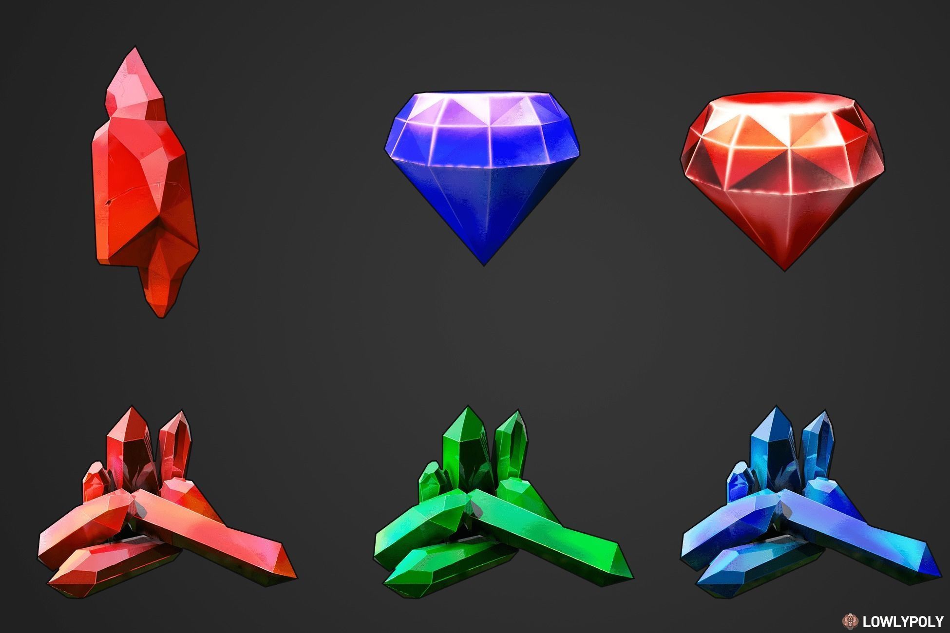 Stylized Crystal Collection  Low-poly 3D model_16