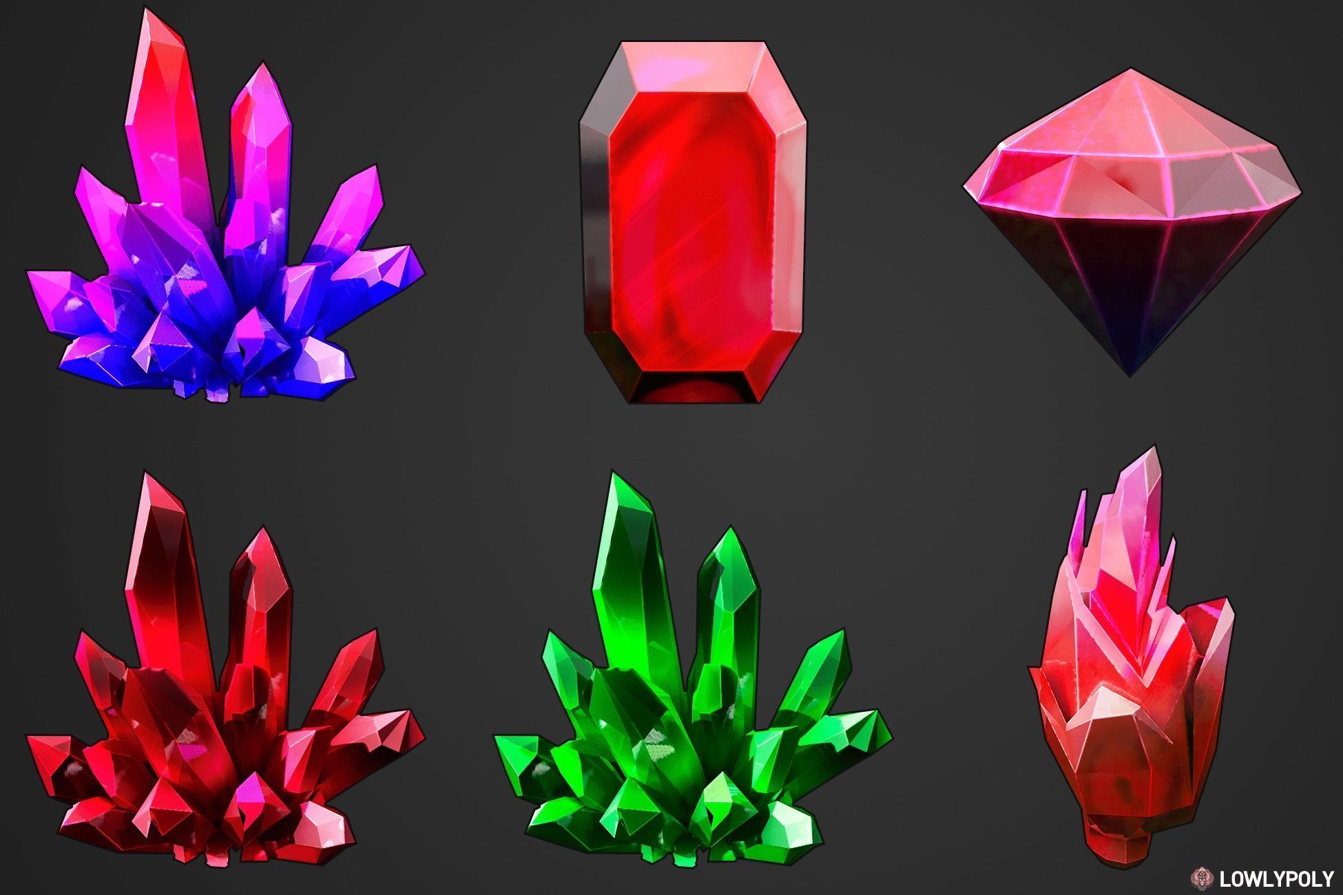 Stylized Crystal Collection  Low-poly 3D model_17