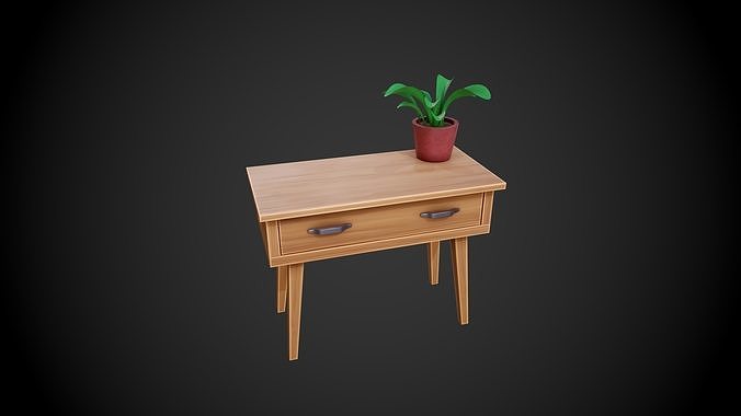 Stylized Wooden Small Table Low-poly 3D model