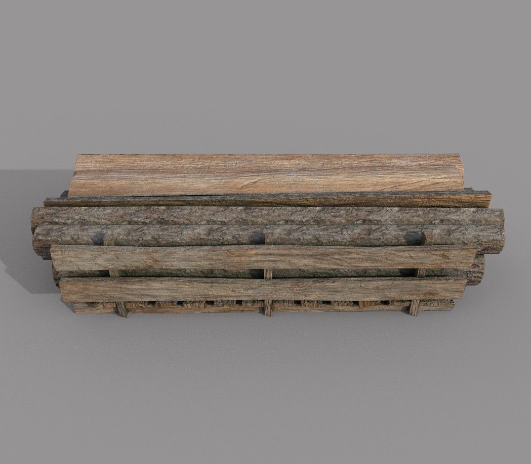 Wood logs B Low-poly 3D model_3