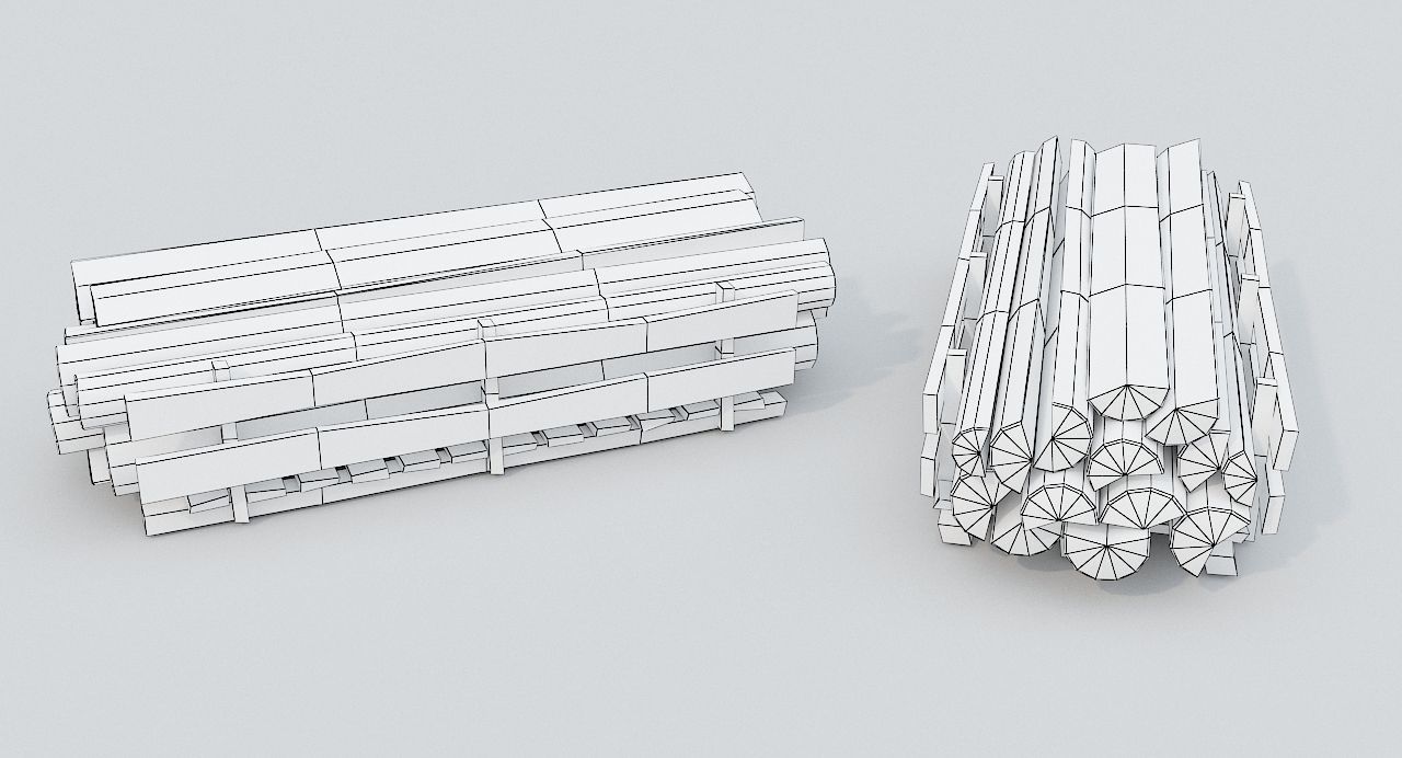 Wood logs B Low-poly 3D model_7