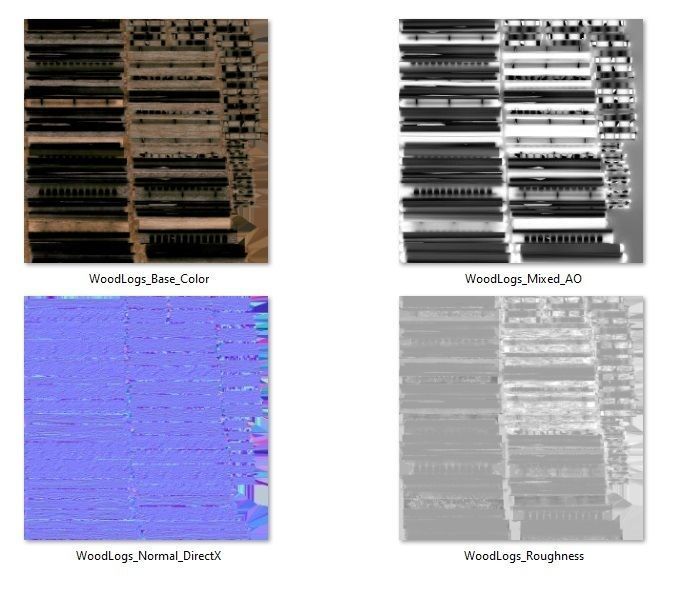 Wood logs B Low-poly 3D model_8