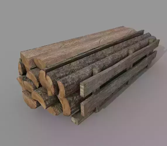 Wood logs B Low-poly 3D model