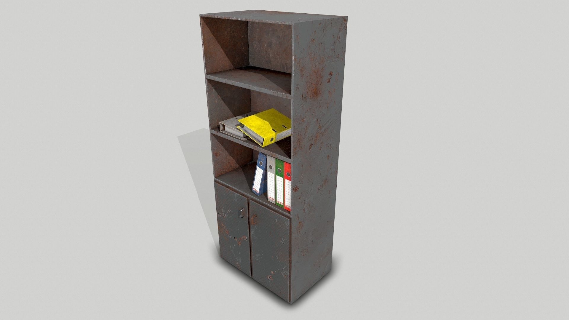 Old Office Desks Cabinets and Folders Low-poly 3D model_7