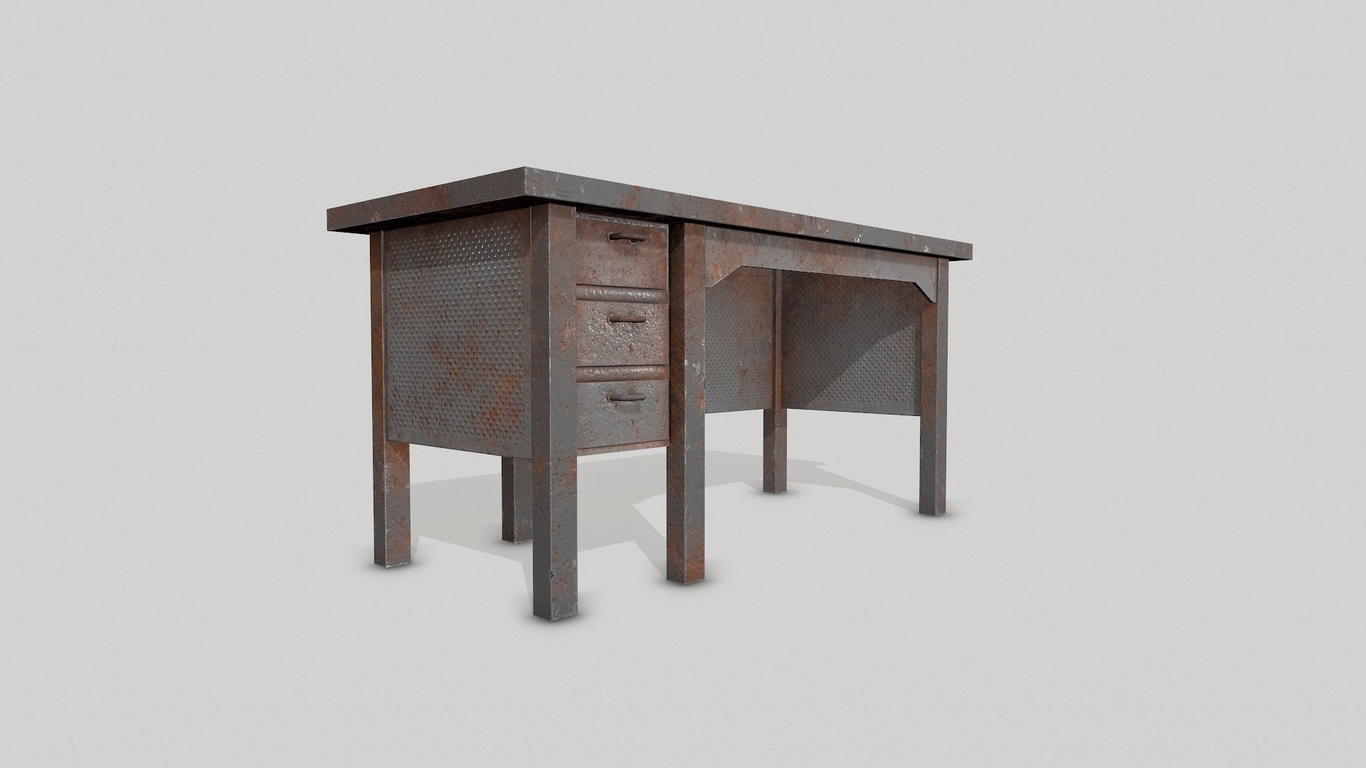 Old Office Desks Cabinets and Folders Low-poly 3D model_6