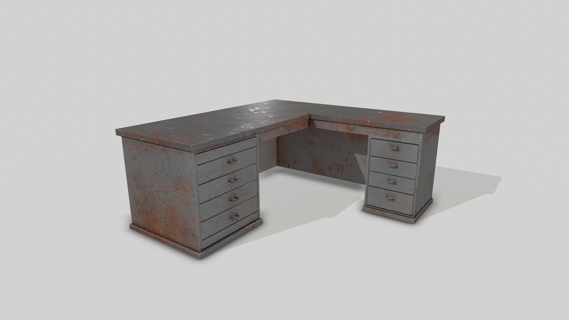 Old Office Desks Cabinets and Folders Low-poly 3D model_8