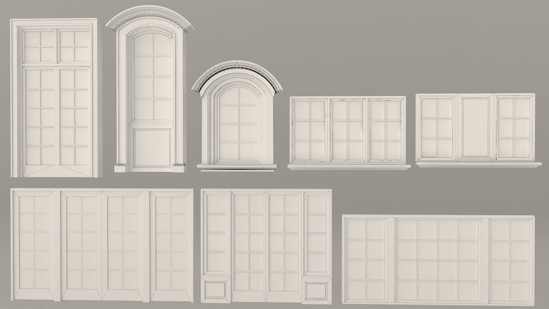 Classic Windows Set Low-poly 3D model_18