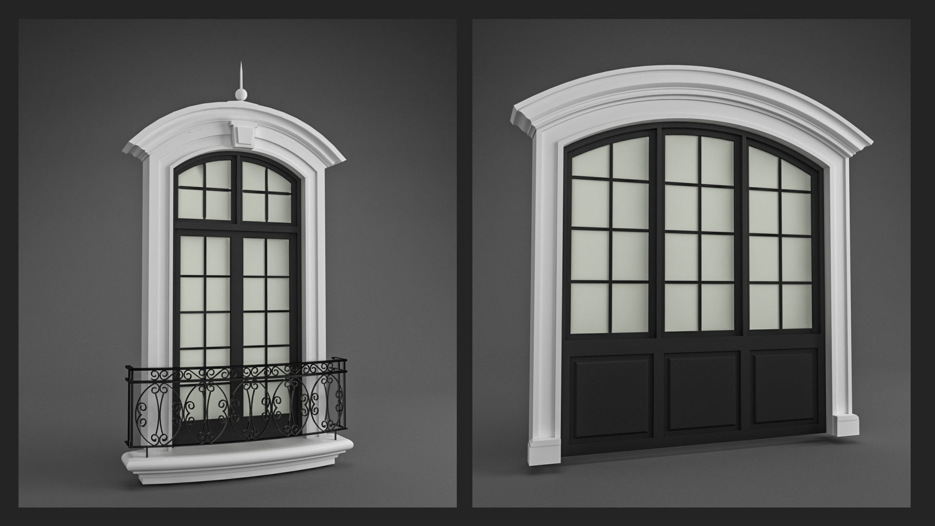 Classic Windows Set Low-poly 3D model_2
