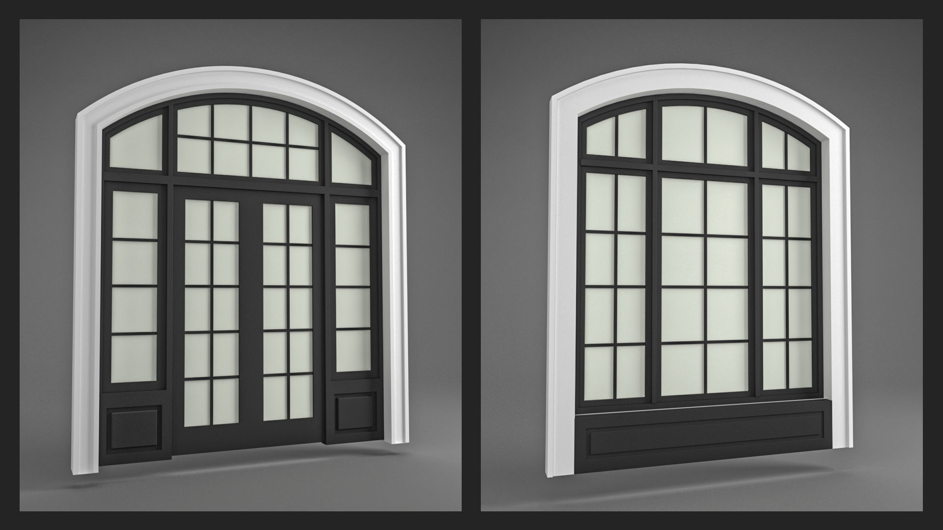Classic Windows Set Low-poly 3D model_7