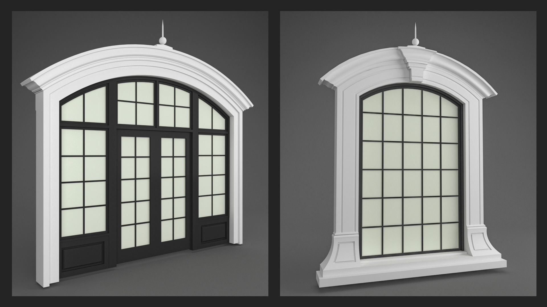 Classic Windows Set Low-poly 3D model_1