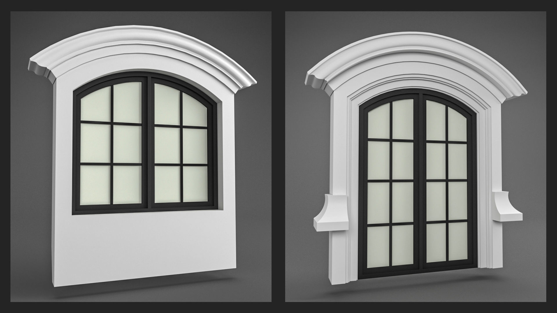 Classic Windows Set Low-poly 3D model_3