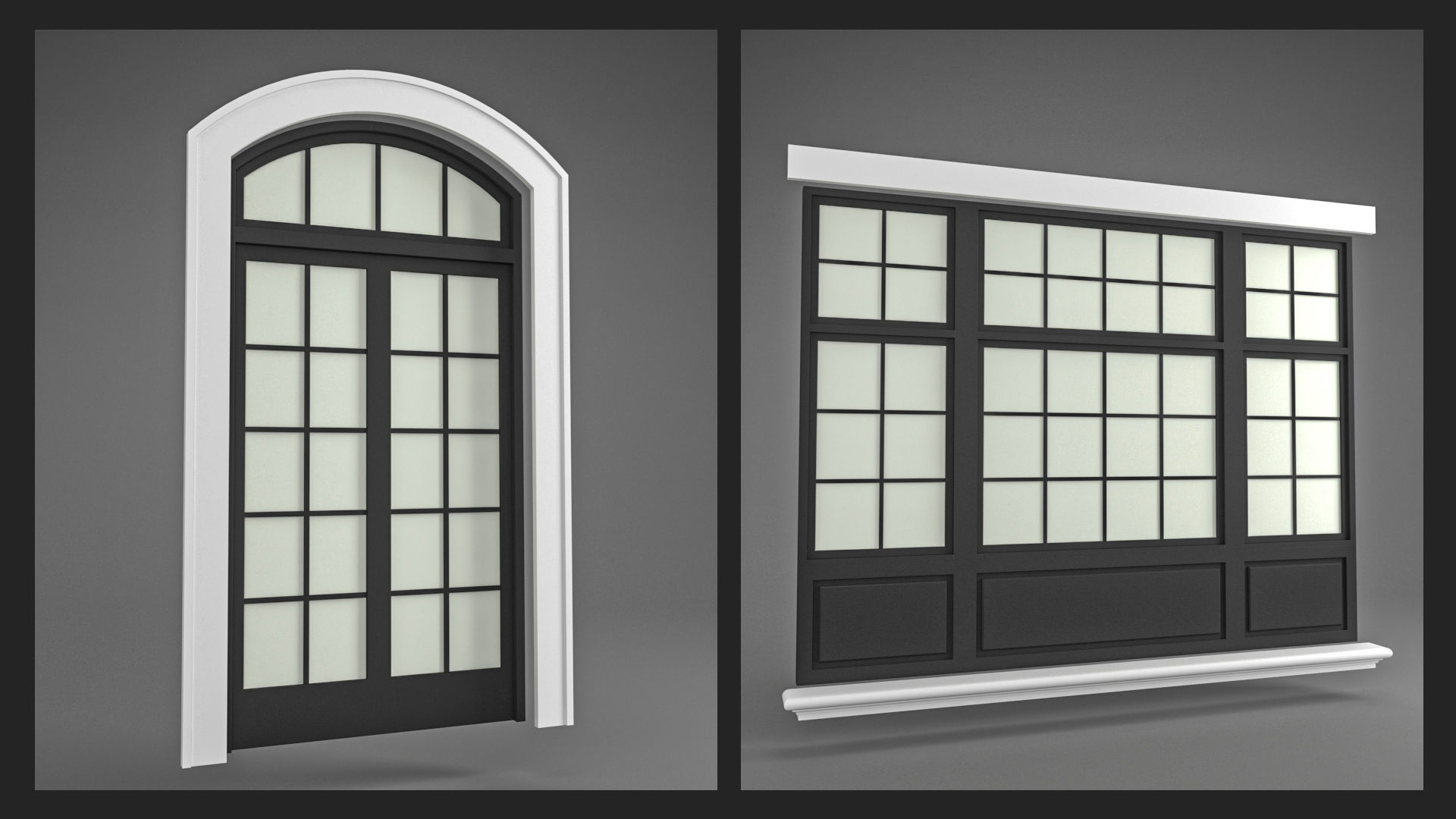 Classic Windows Set Low-poly 3D model_8