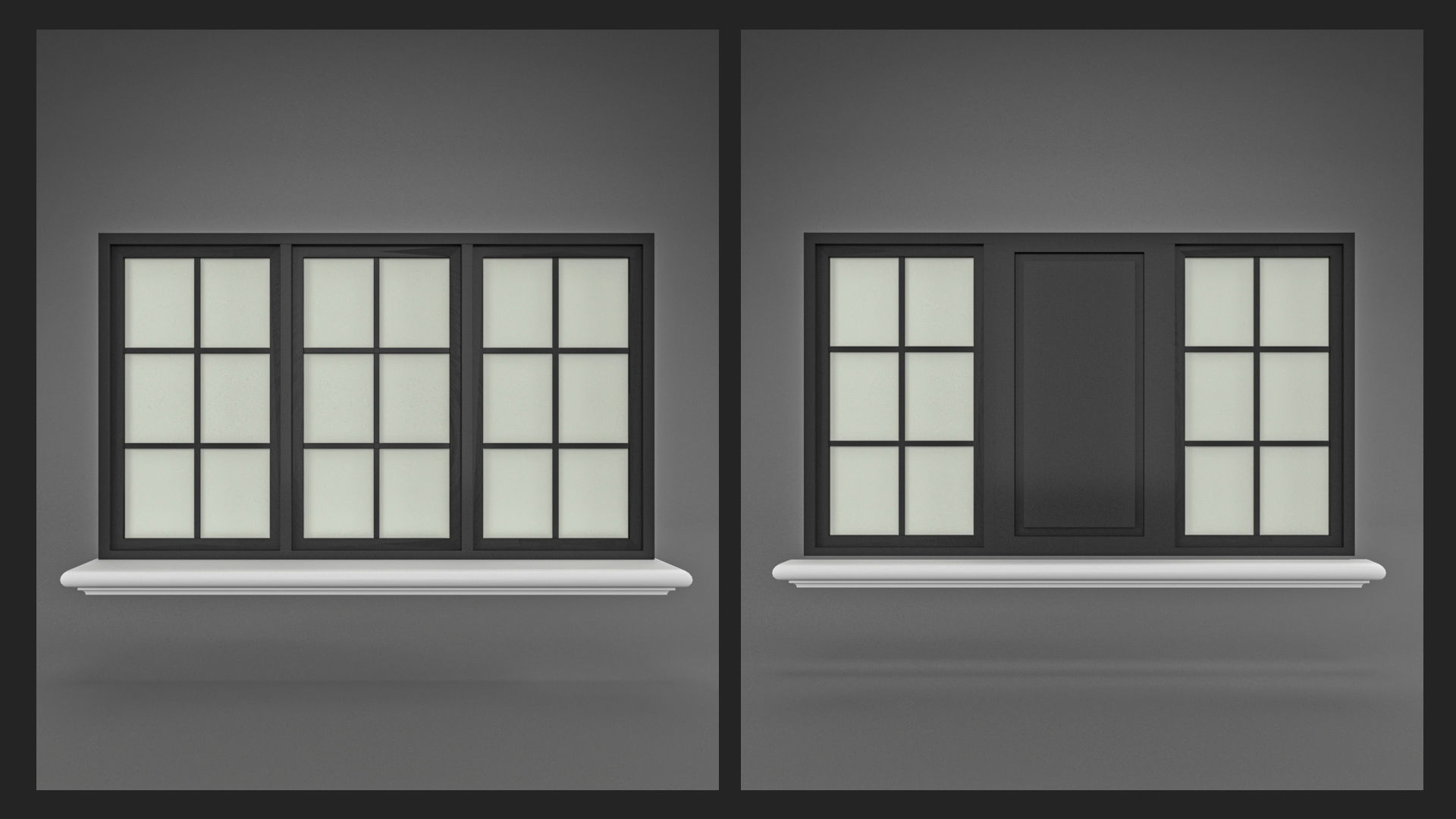 Classic Windows Set Low-poly 3D model_10