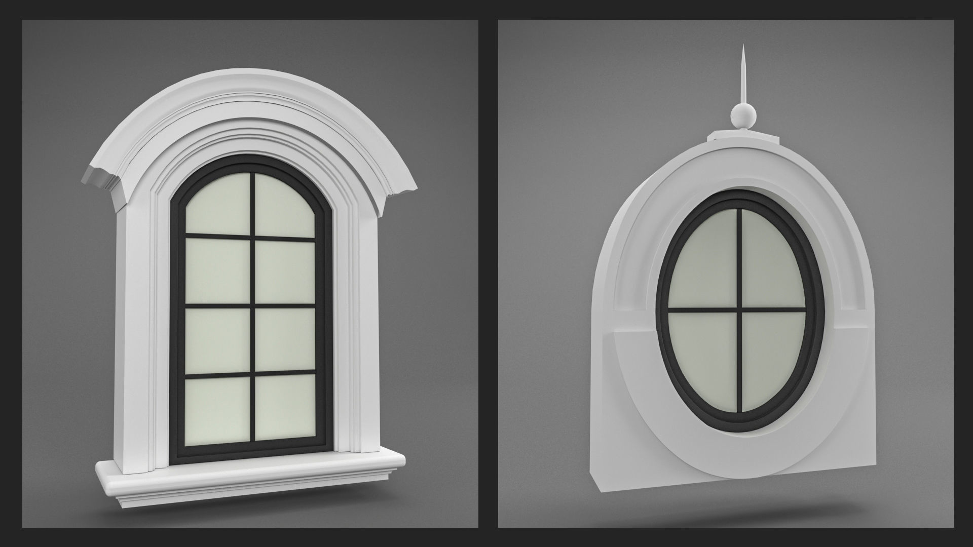 Classic Windows Set Low-poly 3D model_4