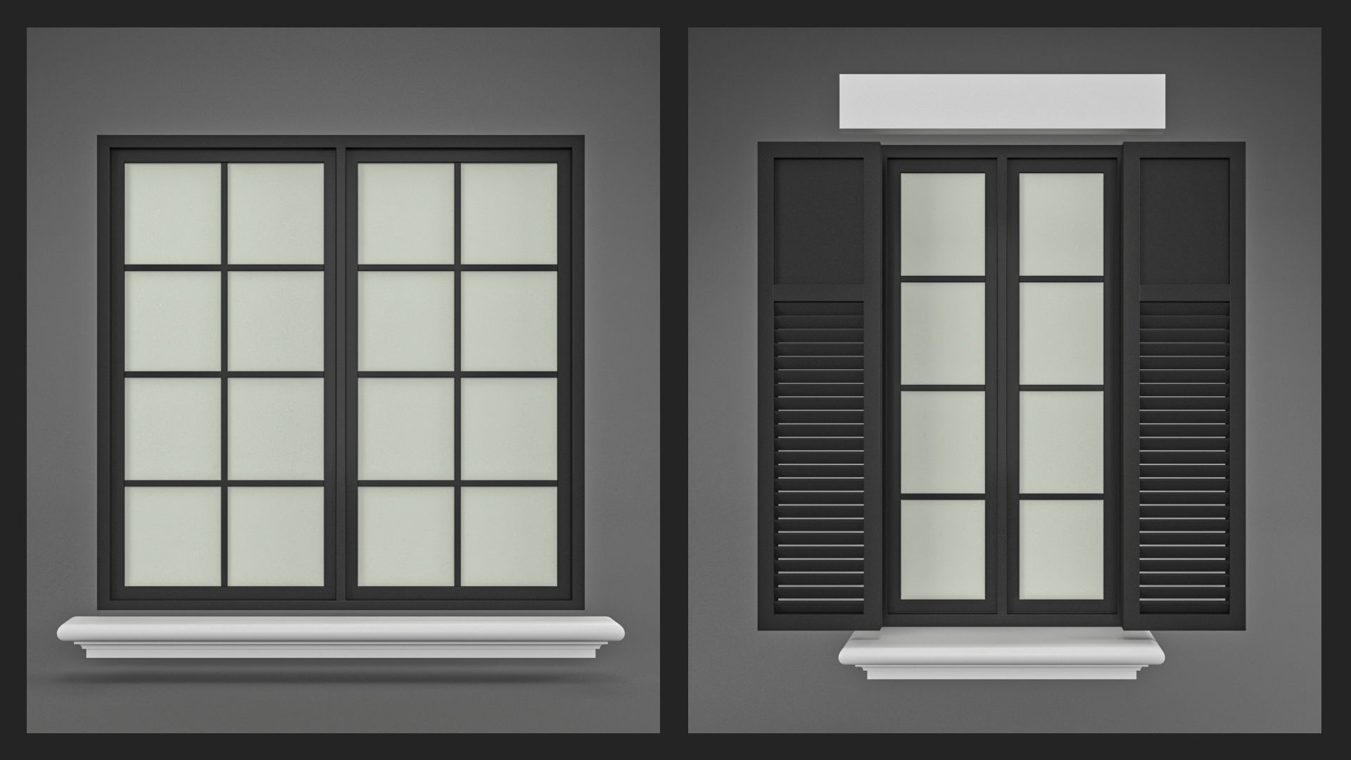 Classic Windows Set Low-poly 3D model_11