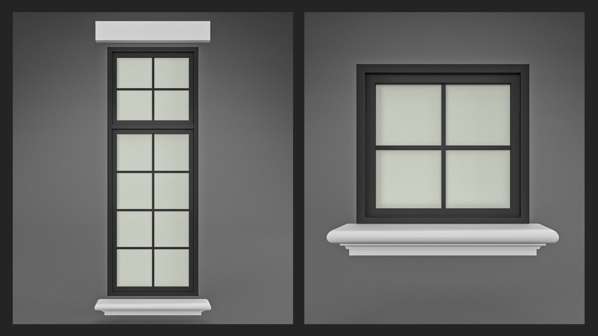 Classic Windows Set Low-poly 3D model_12