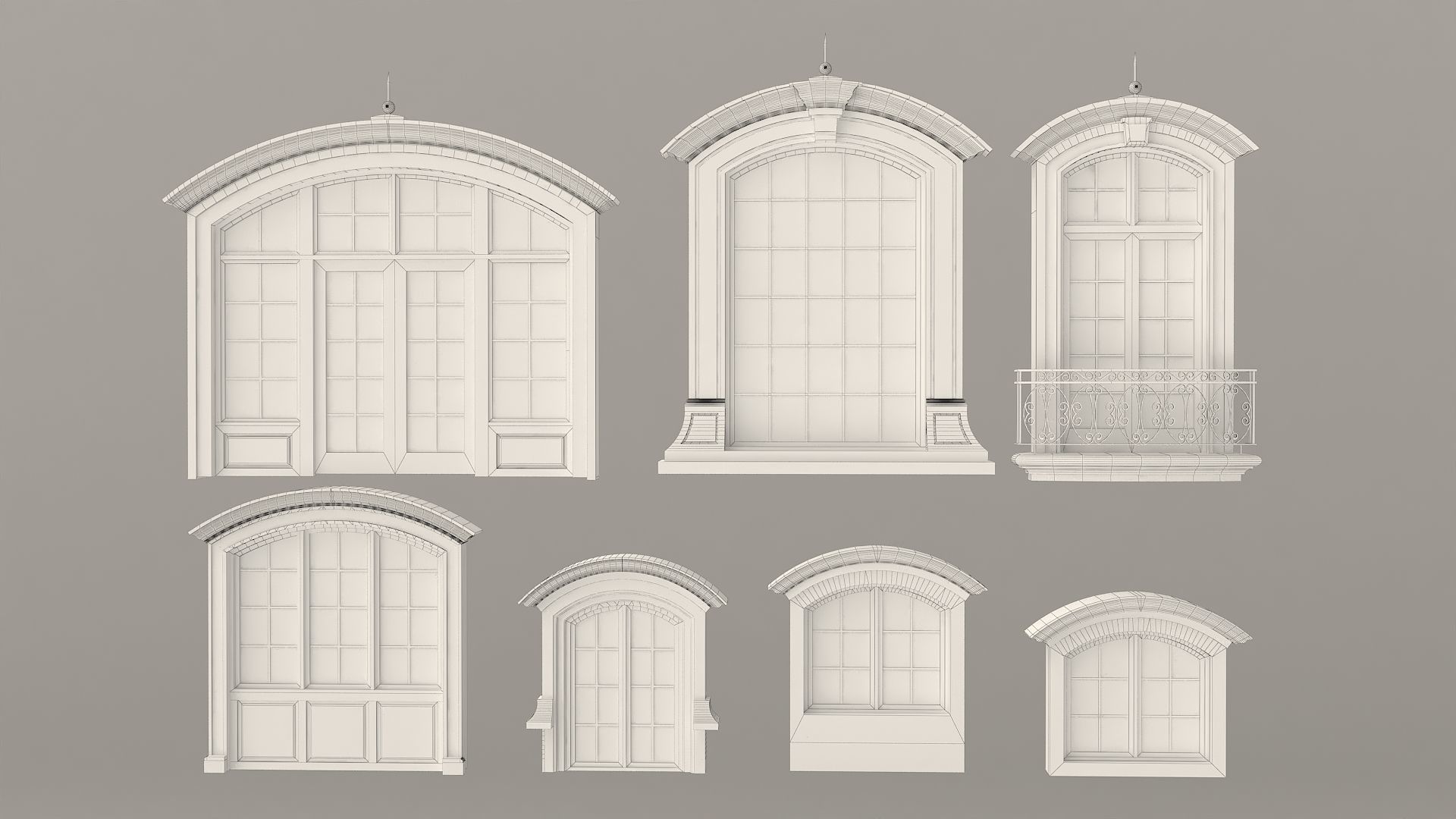 Classic Windows Set Low-poly 3D model_19