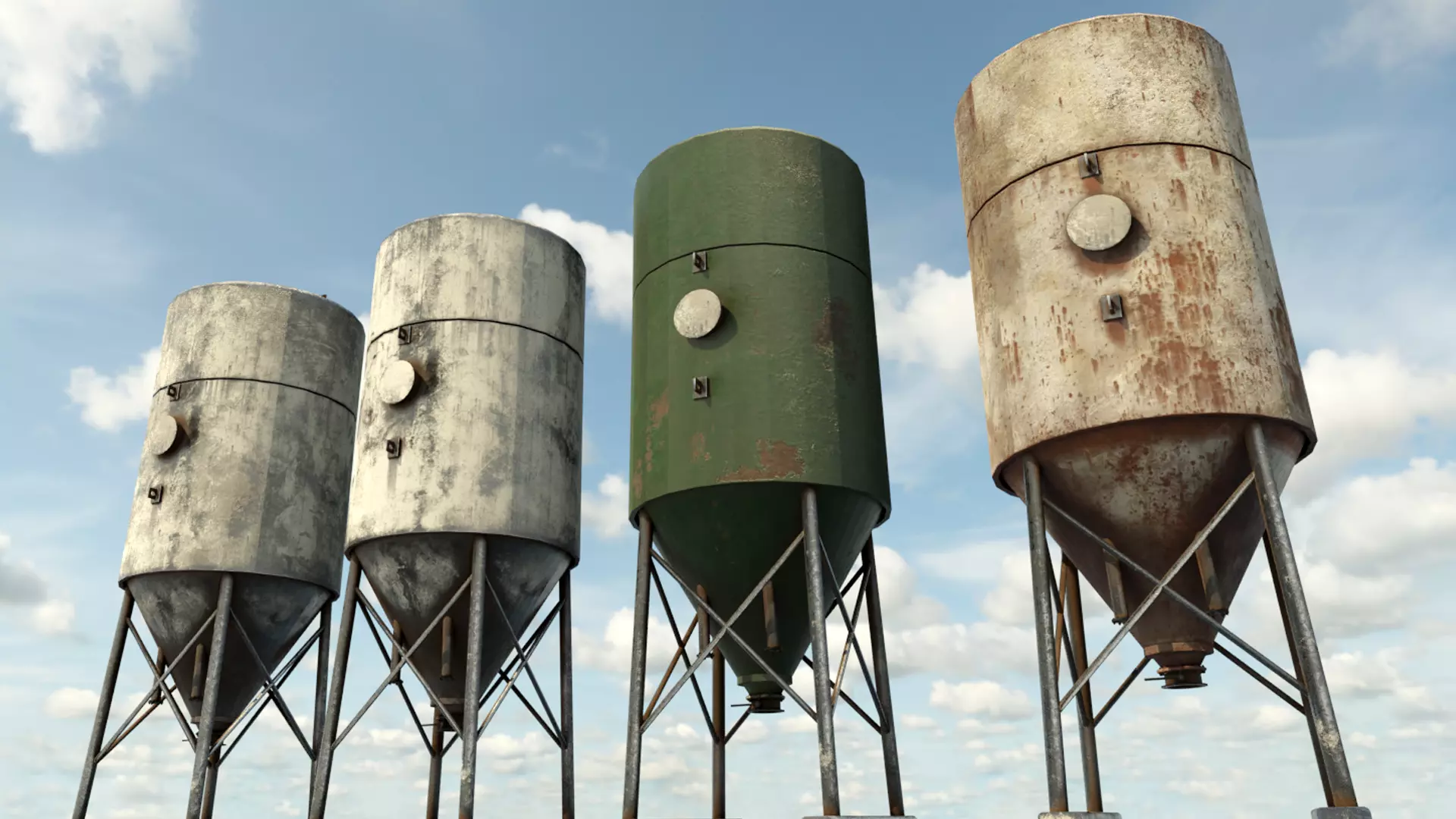 Farm Silo Low-poly 3D model_0