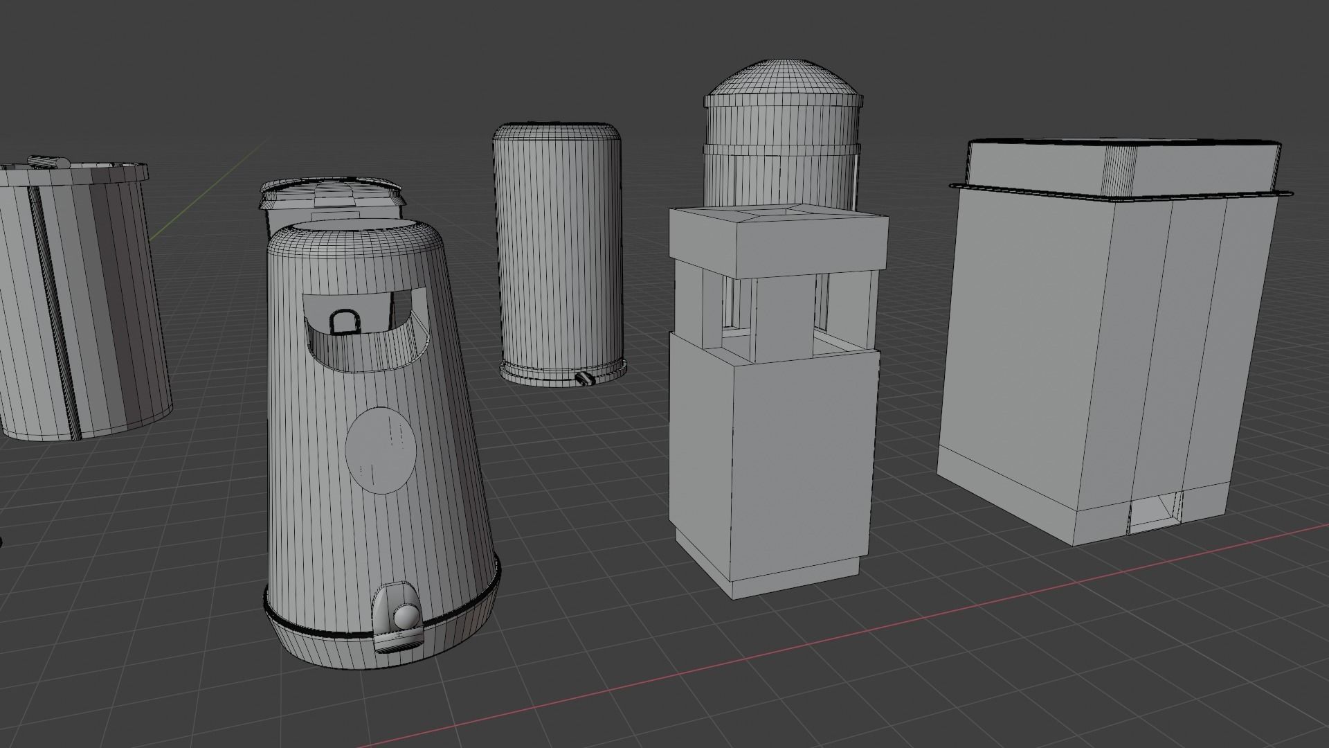 Trash bin pack 15 piece Low-poly 3D model_19