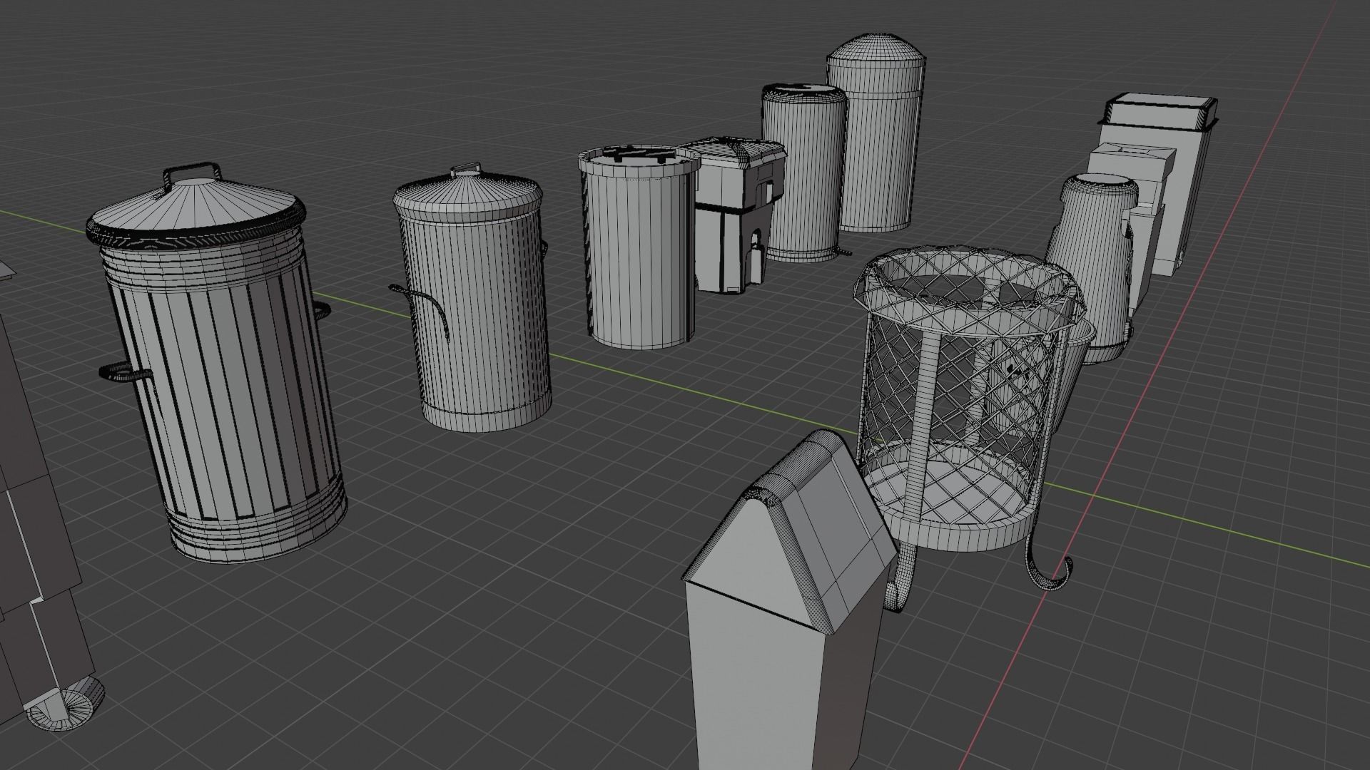Trash bin pack 15 piece Low-poly 3D model_15
