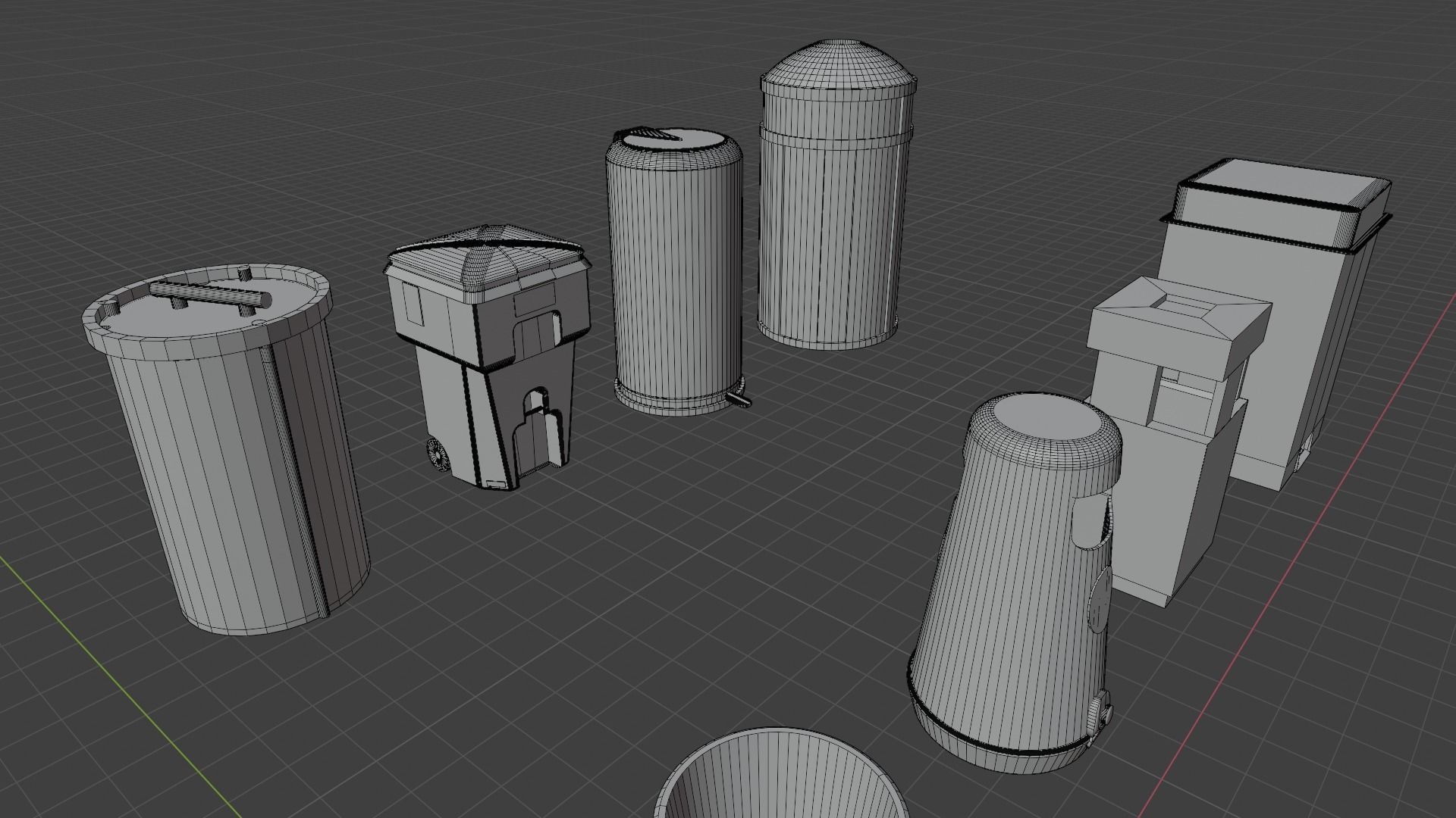 Trash bin pack 15 piece Low-poly 3D model_17