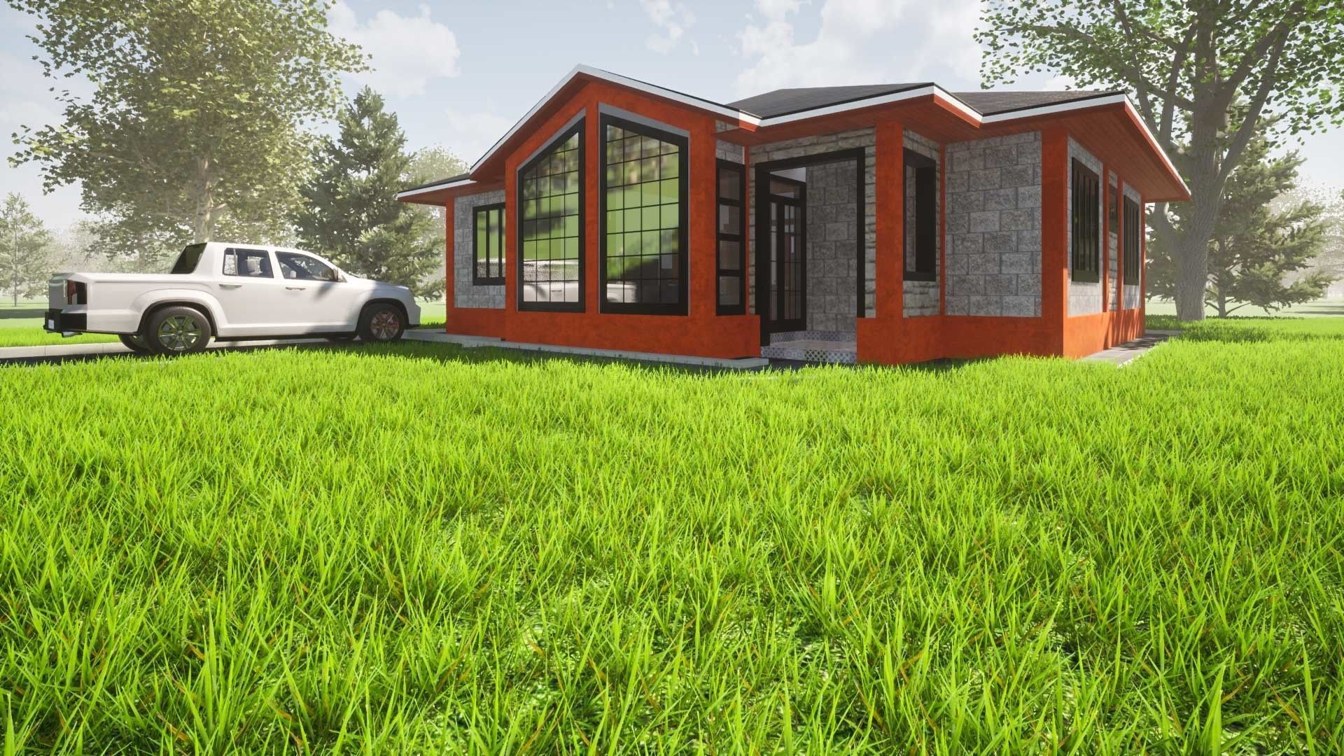 3 Bedroom Pitched Roof Bungalow 3D model_1