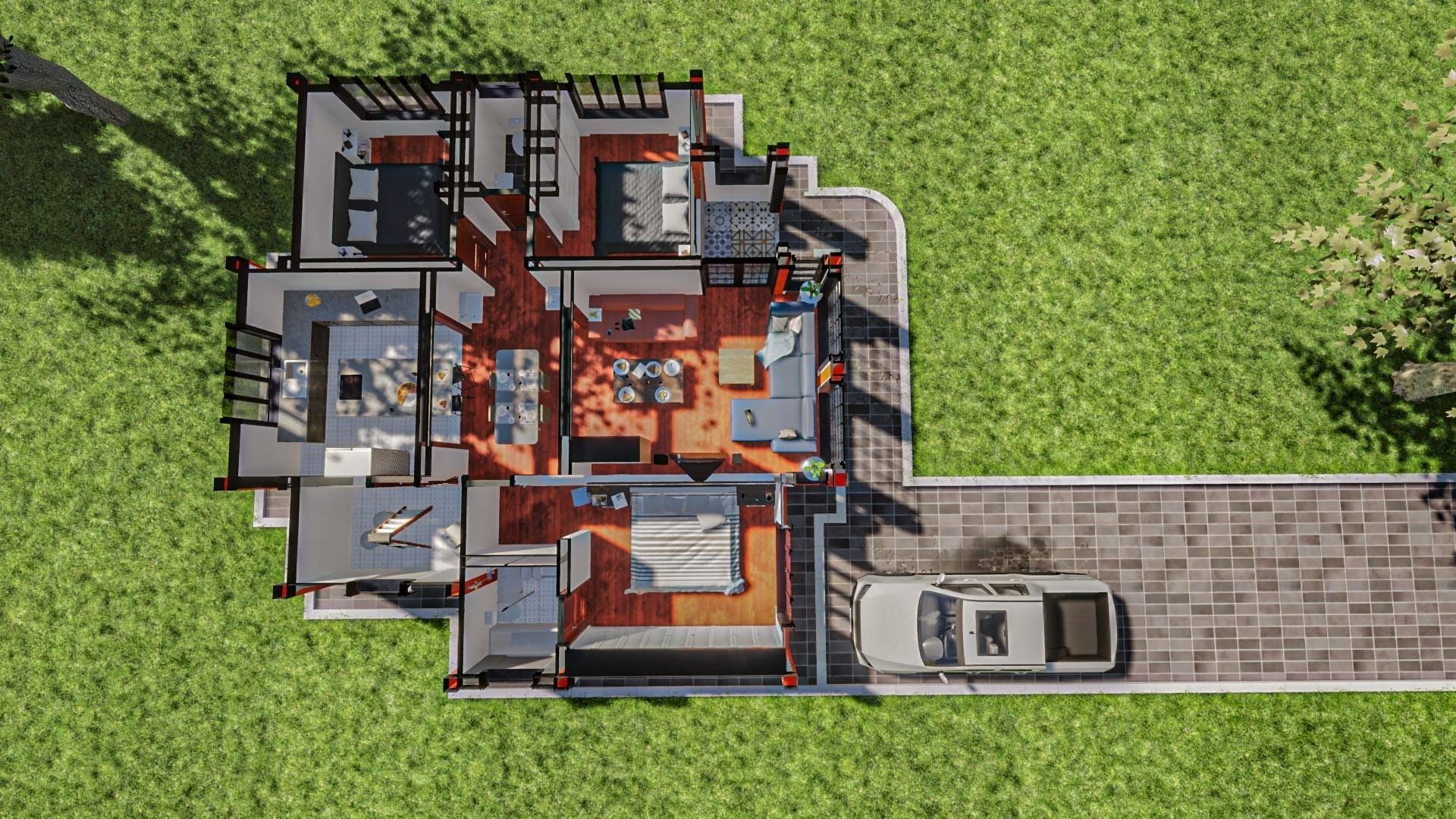 3 Bedroom Pitched Roof Bungalow 3D model_3