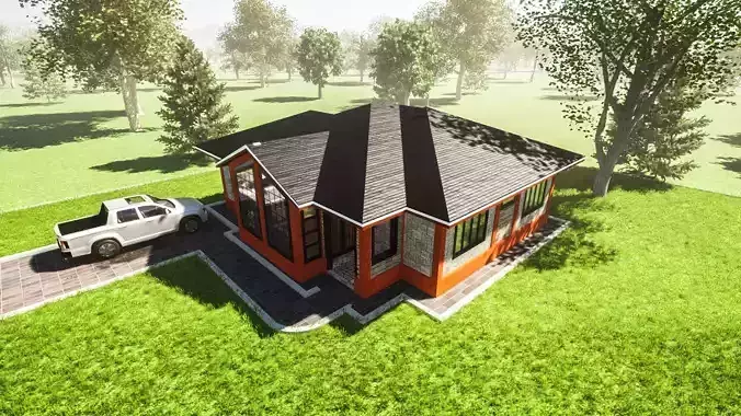 3 Bedroom Pitched Roof Bungalow 3D model