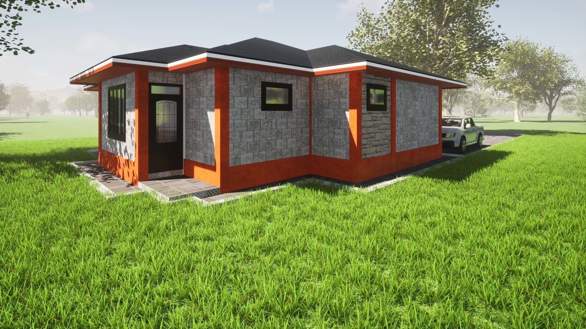 3 Bedroom Pitched Roof Bungalow 3D model_10