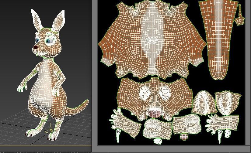 cartoon kangaroo Low-poly 3D model_12