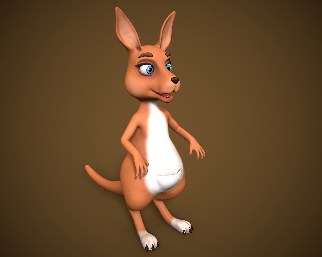 cartoon kangaroo Low-poly 3D model_7