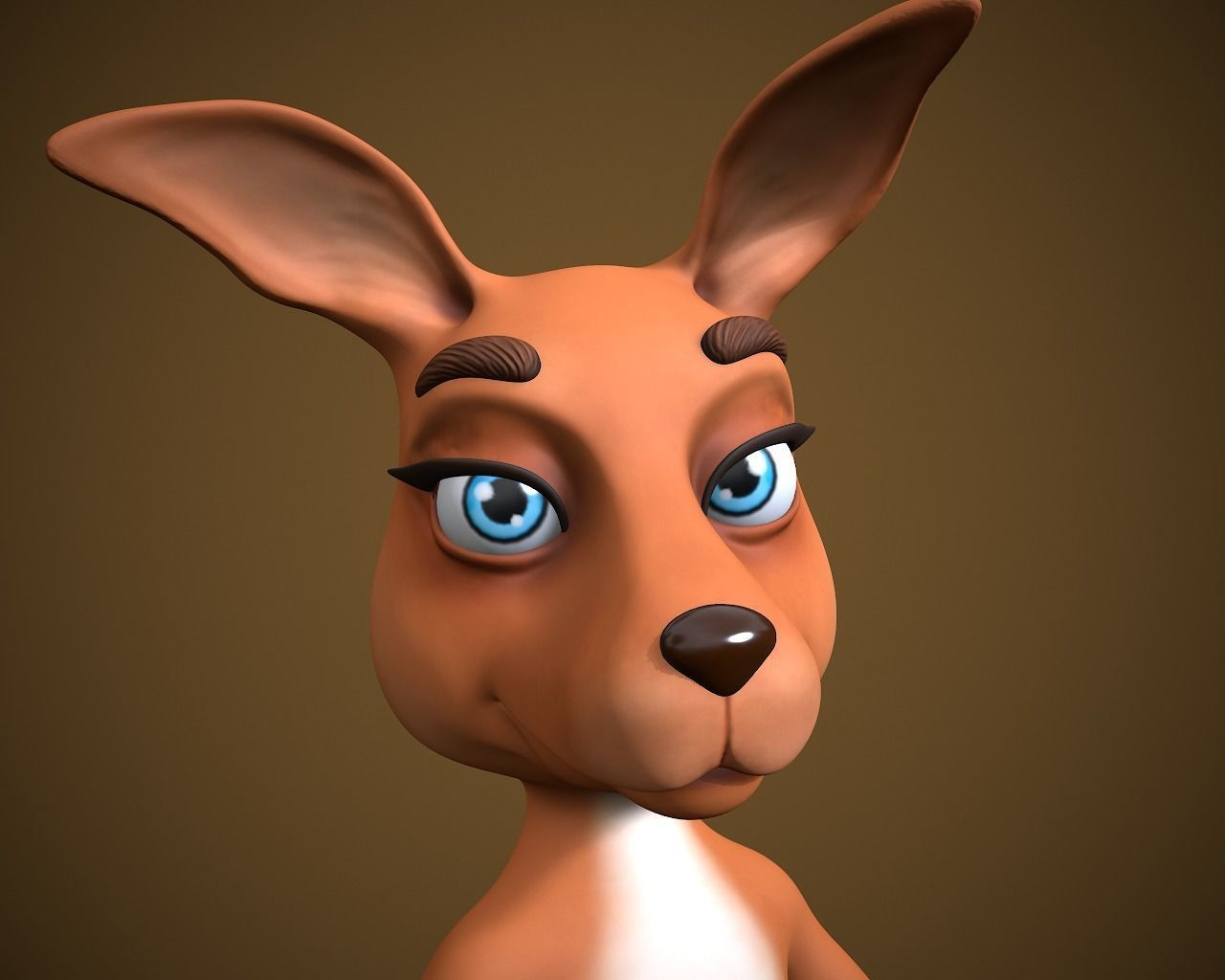 cartoon kangaroo Low-poly 3D model_9